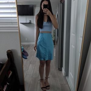 Light blue midi silk skirt